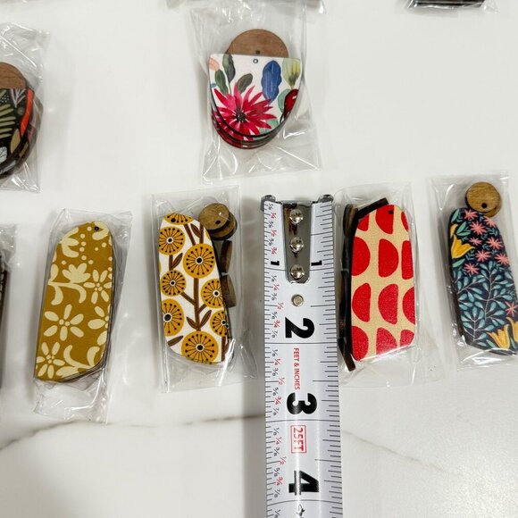 98 Piece Laser Cut Printed Wooden Charm Jewelry Earring Making Floral Boho Craft - Picture 8 of 10